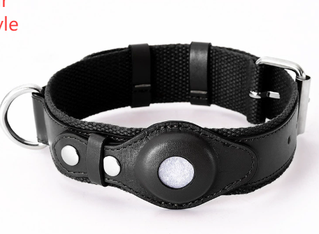 Leather Dog Collar with Location Tracker