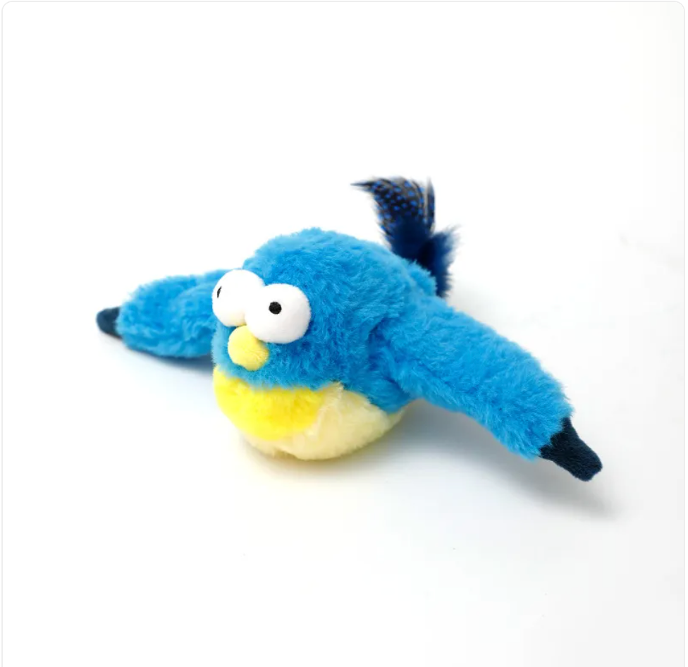 Interactive Plush Cat Toy - Sound & Motion Jumping Fish or Flapping Bird