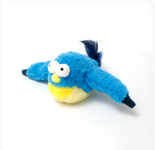 Interactive Plush Cat Toy - Sound & Motion Jumping Fish or Flapping Bird